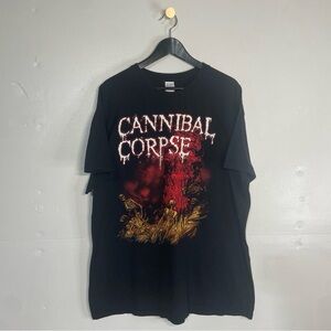 Vintage Cannibal Corpse Band T Shirt Mens XL Cotton Short Sleeve Red White Brown